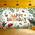 thumbnail image 4 of Colorful Design Happy Birthday Banner Forest Theme Wildlife Image Nature Party Decoration for Outdoor Celebration Themed Events Kids Party, 4 of 7