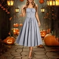 thumbnail image 4 of Women's Victorian Dress Renaissance Medieval Costume Cottage Corset Ruffle Peasant Maxi Dress, 4 of 7