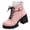 Pink, variant on Goth Platform Boots Chunky Heel Ankle Booties for Women Punk Buckle Gothic Boot with Zipper Lace Up Dress Shoes