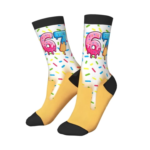 Crew Socks for women Digital‑printed Casual Socks Pilates Socks Yellow