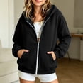 thumbnail image 2 of Girls Solid Fleece Zip Up Hoodie Jacket, Casual Long Sleeve Hooded Sweatshirt Coat, Soft Warm Outerwear for Kids Autumn Winter School Daily Leisure Wear(Black,7-9 Years), 2 of 5