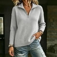 thumbnail image 5 of Maean Womens Quarter Zip Sweater V Neck Collared Long Sleeve Knit Sweaters Casual Loose Pullover Tops, 5 of 7
