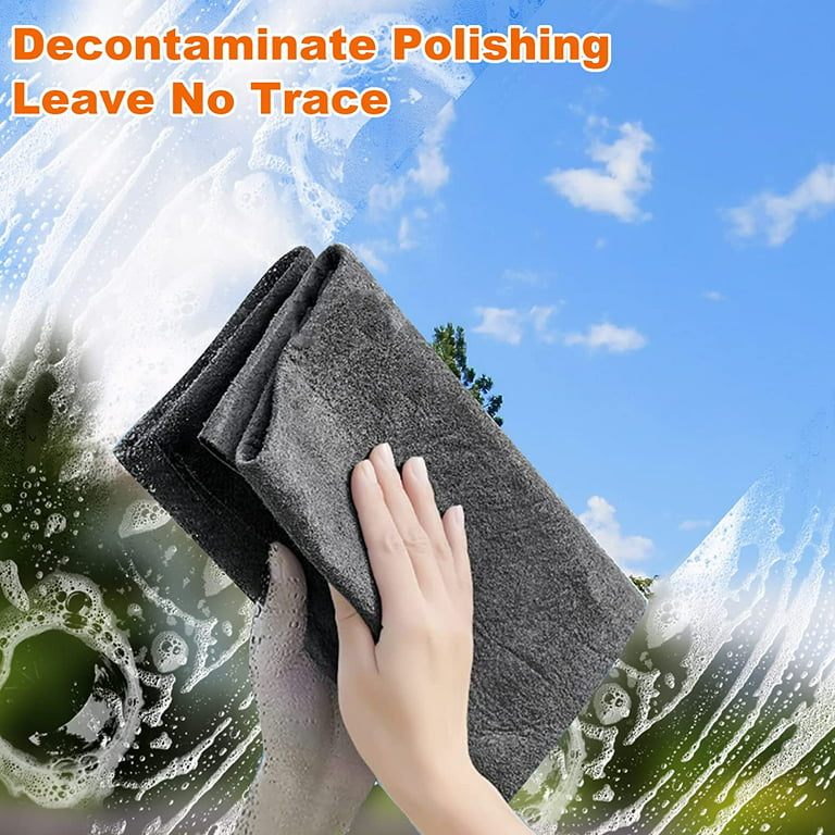 SAPYONY Thickened Magic Cleaning Cloth,10 Pcs Lint Free Cloth,Reusable  Microfiber Cleaning Rag for Windows,Mirror,Glass,Car,Gray 11.8 * 7in