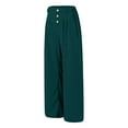 thumbnail image 6 of vigerkar Womens Casual Wide Leg Pants High Waisted Button Decor Loose Straight Long Trousers Dressy Palazzo Pant with Pockets Dark Green, S, 6 of 6