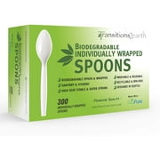 Transitions2earth Biodegradable EcoPure Individually Wrapped Spoons - Box of 300