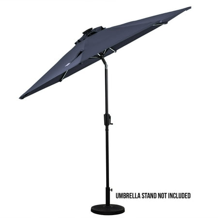 Sun Ray - 9' Round Next Gen Solar Lighted Umbrella - Grey