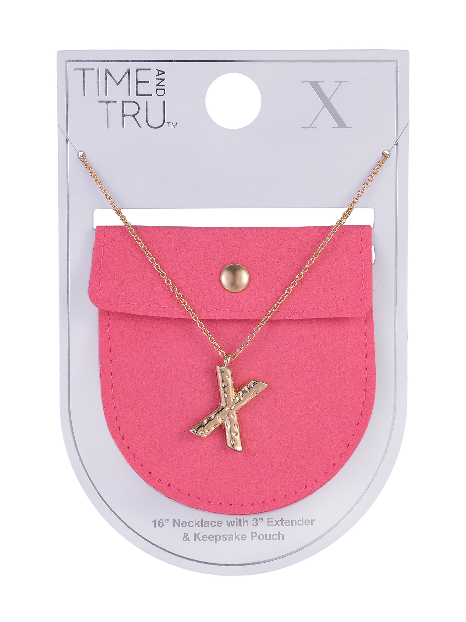 Time and Tru Goldtone Hammered Initial "X" Pendant Necklace