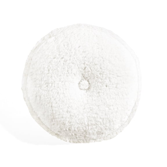 Lush Decor Button Soft Sherpa Round Decorative Pillow White Single 15" Diameter
