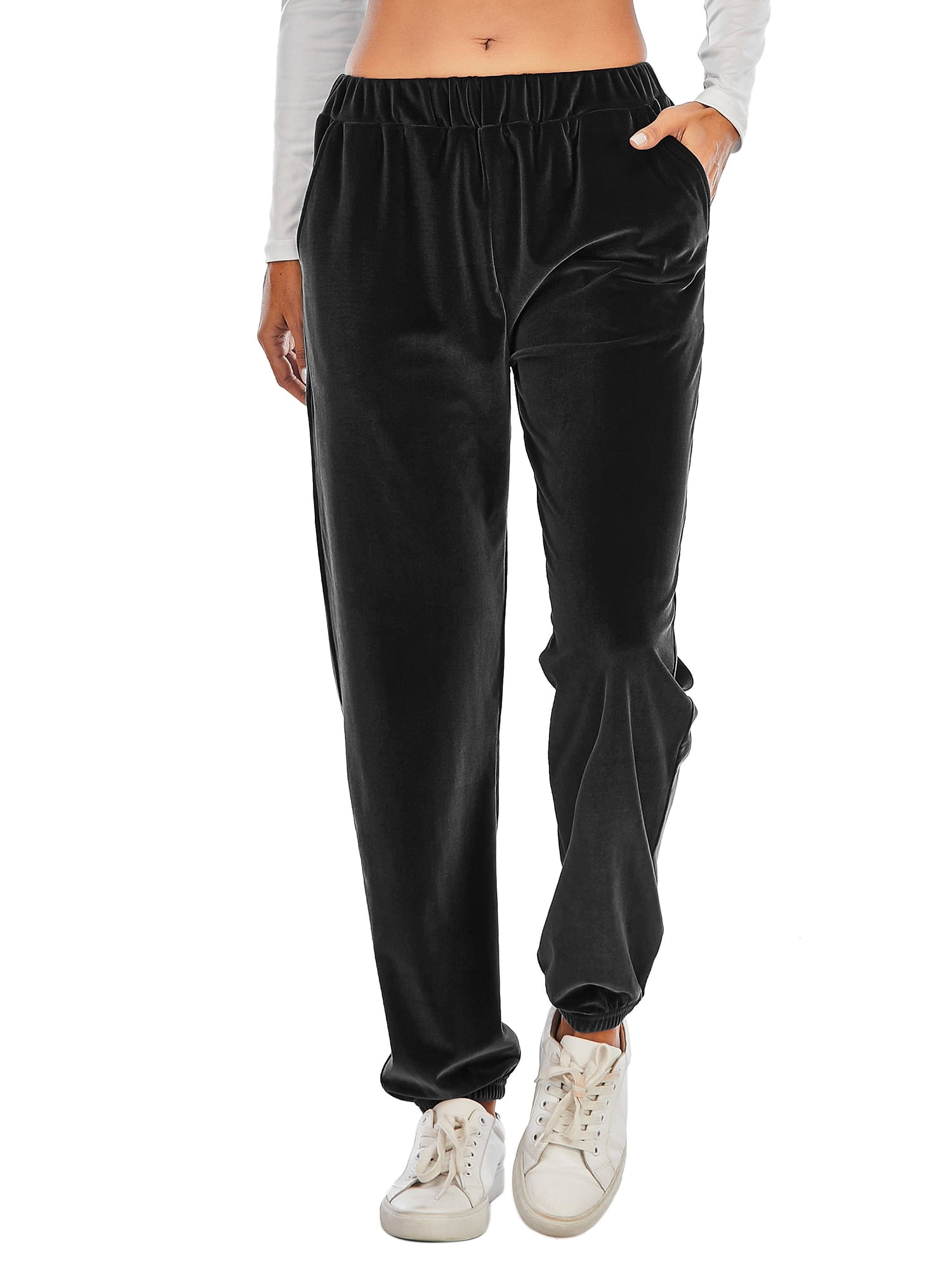 Hawiton Womens Pyjama Bottoms Side Stripes Velour Lounge Pants Casual Sports Trousers Jogging Bottoms 
