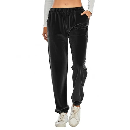 

Women Velvet Pants Jogger Pants Velvet Pajama Pants Soft Velvet High-waist Trousers Autumn Winter Pajama Pants Elastic Velour Loose Long Pants (Only Pant)