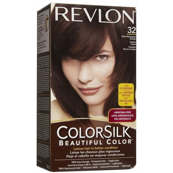 2 Pack Revlon ColorSilk Beautiful Permanent Hair Color (32) Dark Mahogany