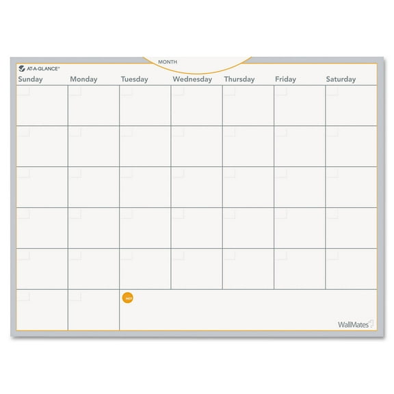 AT-A-GLANCE Wallmates Self-Adhesive Dry Erase Monthly Planning Surface, 24" x 18"