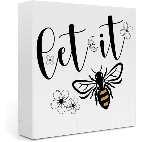 Wood Box Sign 5x5 Inch Inspirational Bee Decor Bee Gifts Wood Box Sign Desk Decor For Tiered Tray Country Wooden Sign Decor Summer Decorations For Home Nursery Farmhouse Living Room Hotel