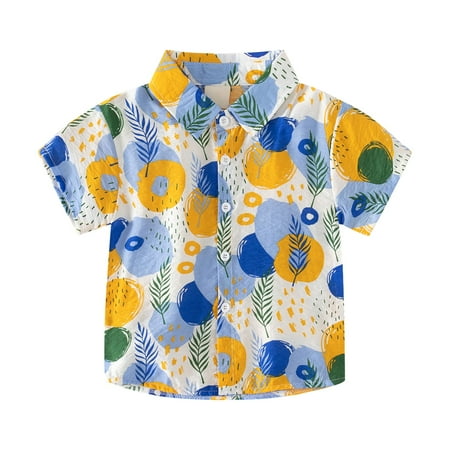 

Children Boys T-shirts Cartoon Printed Short Sleeve Turn-Down Collar Cotton Casual Fun Pattern Summer Clothes Top Dailywear Party Tshirts
