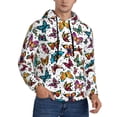 thumbnail image 2 of Naloa Colorful Flying Butterflies Men's Casual Hooded Collar Drawstring Hoodies Pullover Sweatshirts Casual Long Sleeve Shirts-4X-Large, 2 of 7
