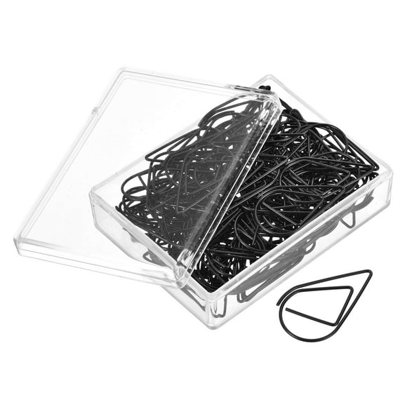 Unique Bargains Pinces à Papier en Forme de Goutte avec Boîte 1.3 Pouces Noir pour Organiser Bureau Maison, Lot de 100