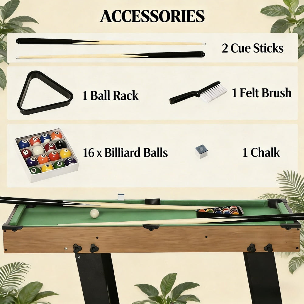 38.25 Inch Folding Mini Pool Table, Portable Tabletop Billiard Table with Full Accessories, MDF Frame Flannelette Surface, Foldable Legs for Easy Storage, Ideal for Adults Teens 14+