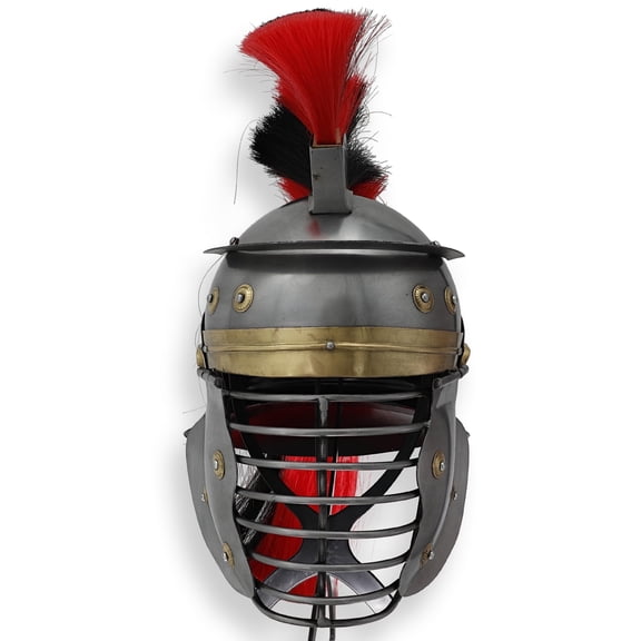Armory Replicas Cassius Roman Helmet with Brass Accents, Stainless Steel Medieval Helmet for Reenactment, LARP, Cosplay & Display