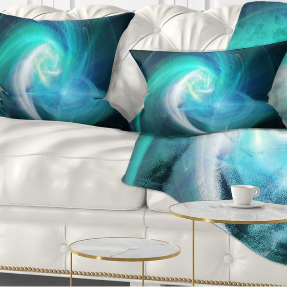 Designart Blue Fractal Abstract Illustration - Abstract Throw Pillow - 12x20