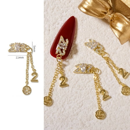 

Luxury Zircon Tiger Blessing Nail Art Decor 2022 Year of The Tiger Zodiac Pendant New Year Tiger Nail Art Rhinestones