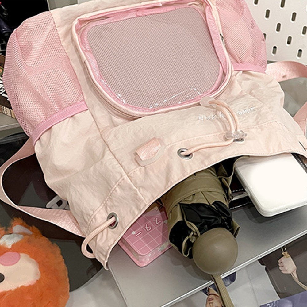 Slccxzc Ita Bag with Clear Windows for Women Pin Display Backpack Casual Daypack Heavy Duty Bookbag