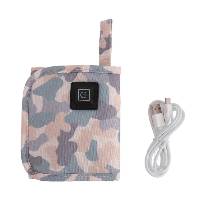 USB Milk Warmer Bag Universal Constant Temperature Portable Infant Bottle Insulation Cover with USB Cables for Outdoor Home Grey White