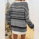 thumbnail image 4 of Vestido de suéter suelto con estampado de copos de nieve de manga larga clásico con cuello en O informal a la moda para mujer Pompotops  hdfakjf577, 4 of 7