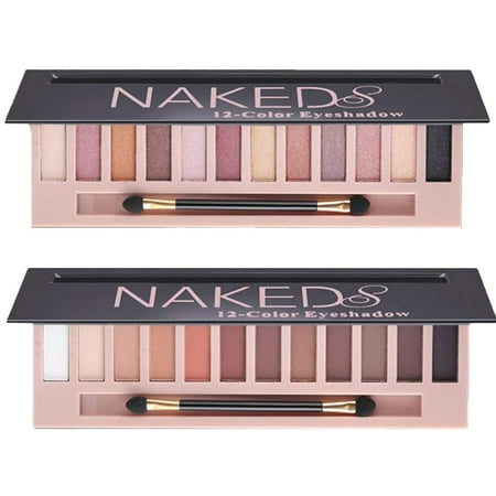 Firstfly 2 Set 12 Colors Nude Naked Matte Eyeshadow Palette, Natural Smokey Shimmer Glitter Eye Shadow, Blendable Rich Highly Pigmented Waterproof Beauty Cosmetics Kit with Double-Ended Makeup Brush