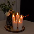 thumbnail image 3 of Pure White Flameless Candles, Battery Operated Candles, Acrylic Flickering LED Pillar Candles with Remote Control and Timer, 3D Wick, Yellow and Blue Glow, D2.2 xH5 5" 6" 7" 8", Set of 5, 3 of 7