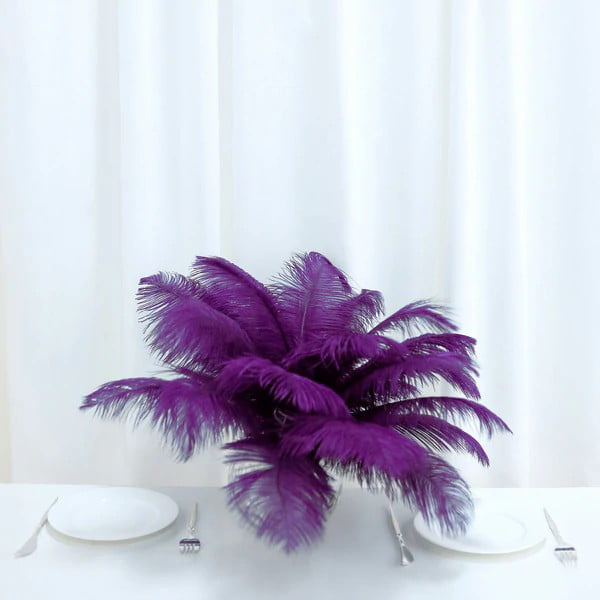 Balsacircle 12 Pcs 13 inch-15 inch Long Authentic Ostrich Feathers - Centerpieces Wedding Party Table Decorations, Purple
