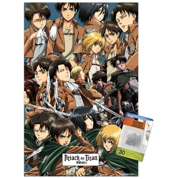 Attack on Titan - Collage Wall Poster with Push Pins, 14.725" x 22.375"