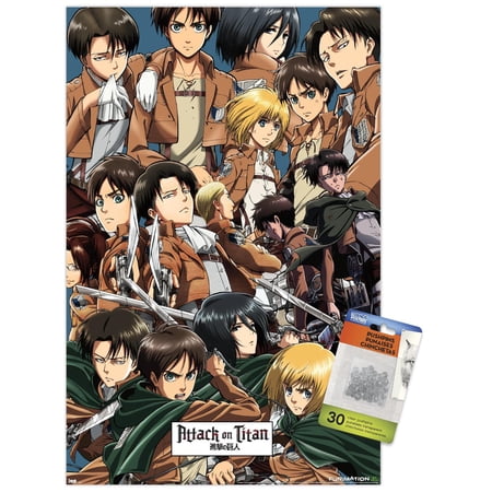 Attack on Titan - Collage Wall Poster with Push Pins, 14.725" x 22.375"