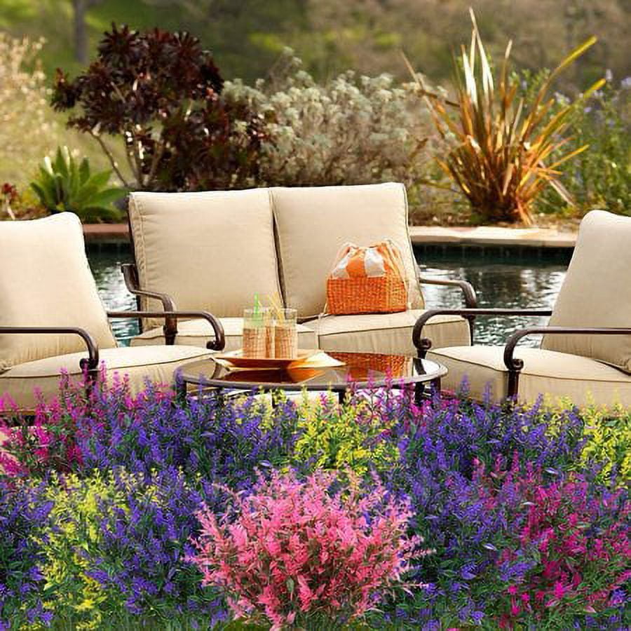 ZOELNIC 24 Bundles Outdoor Artificial Lavender Fake Flowers UV Resistant Shrubs, Faux Plastic Greenery for Indoor Outside Hanging Plants Garden Porch Window Box Home Wedding Farmhouse Decor (Rosered)