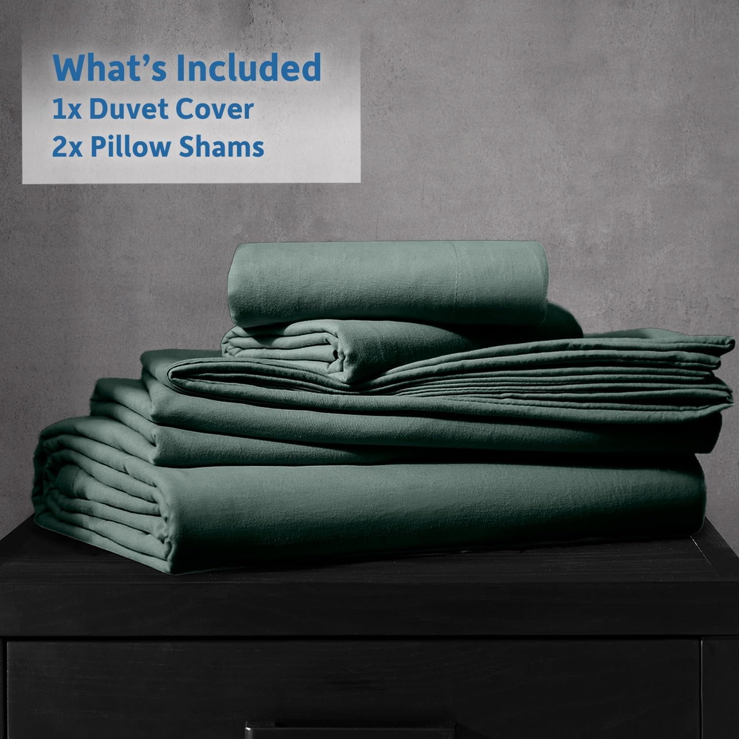 LammaLoe Duvet Cover Ful Size, Soft Prewashed 3-Piece Duvet Cover Bedding Set with Pillow Shams, Forest green
