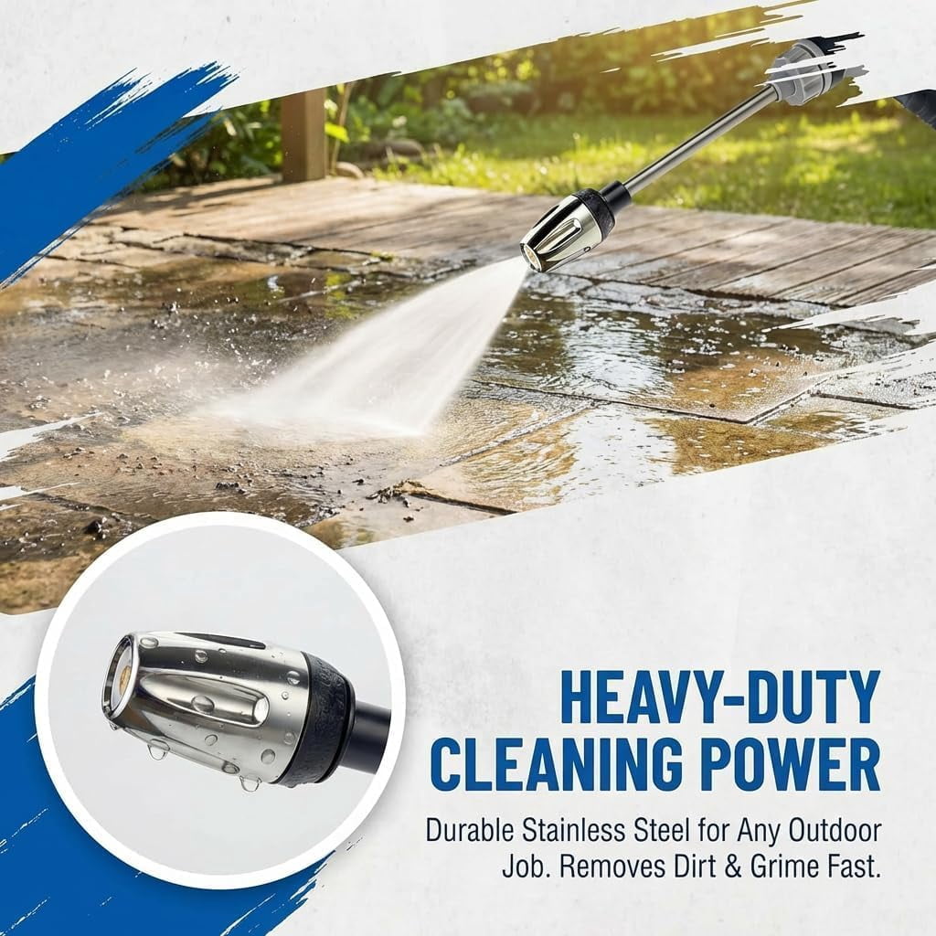 Aquoxis Pressure Washer, Handheld Power Washer with 360° Rotating Nozzle, 3 Spray Modes, Stainless Steel Universal Hose Fit, Tool-Free Installation