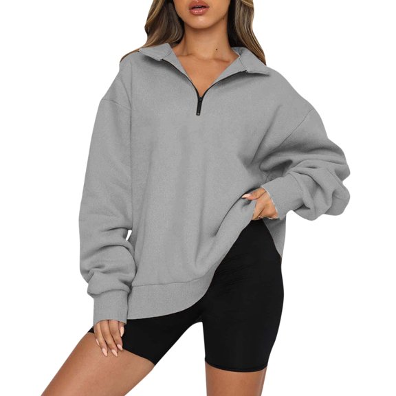 Hoodie Zip up Tops For Womens Oversized Half Zip Pullover Long Sleeve Sweatshirt Quarter Zip Hoodie Sweater Teen Girls Fall Blouse Clothes Fashion Shirt