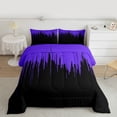 thumbnail image 2 of Homewish Abstract Ombre Stripes Full Size Comforter Sets,Modern Geometric Pattern Bedding Comforter Set,Purple Black Bedding Sets For Adults,Breathable Home Decor Reversible,3pcs, 2 of 8