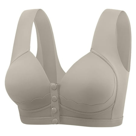 Zshosam Older Women s Edge Without Steel Ring Movement Seamless Gathering Adjustment Yoga Sleep Large Bra Comfy Convenient Front Closure Bras Full Support No Underwire Bras(Silver D)