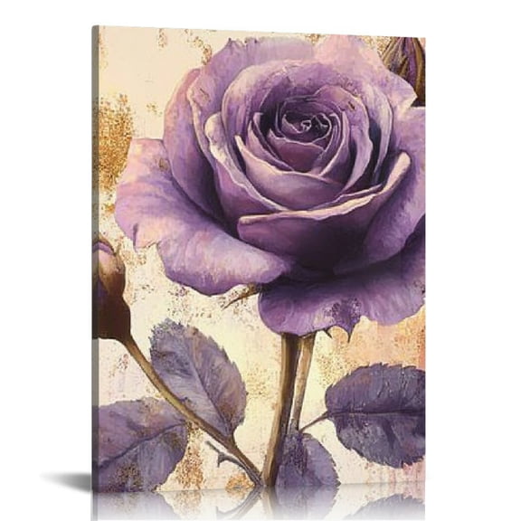 ZFLMY Rose Leaves Purple Wall Decor for Bedroom Kitchen Wall Pictures Print on Canvas Art Modern Canvas Prints Home Decor Living Room Bathroom Office, Perfect Gift Ideas for Home Aesthetic