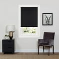 thumbnail image 3 of PowerSellerUSA 1" Vinyl Slats Room Darkening Cordless Window Blinds, 64L x 46W Inches Manual Operation Mode Blackout Privacy Blind, Solid Pattern Ceiling-Outside Mount Pull-Up Mini Blinds, Black, 3 of 9