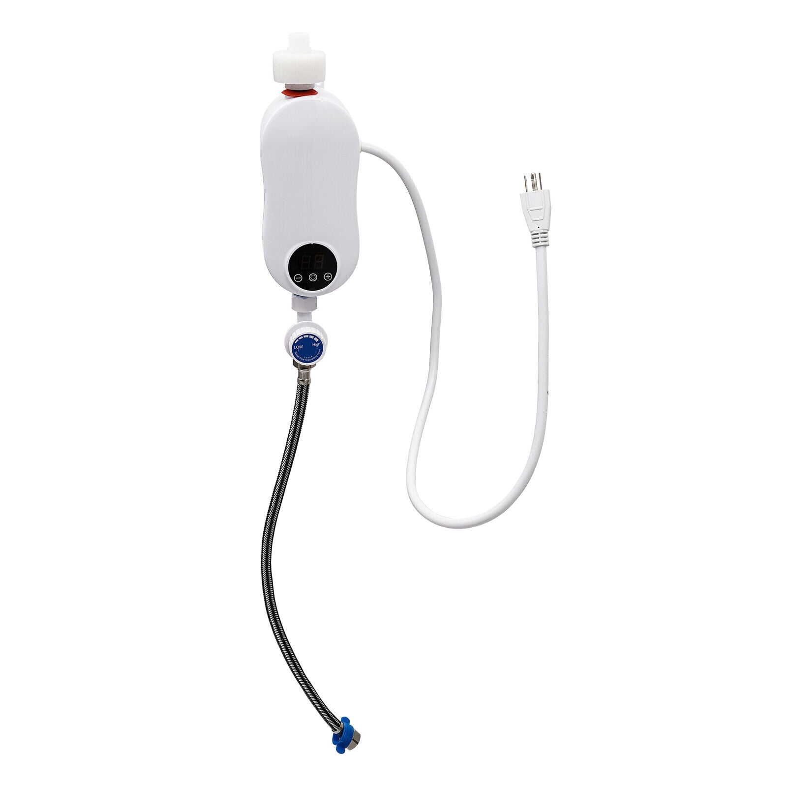Miumaeov 110V 3500W Mini Electric Tankless Instant Hot Water Heater with Shower Head for Home Kitchen Bathroom White