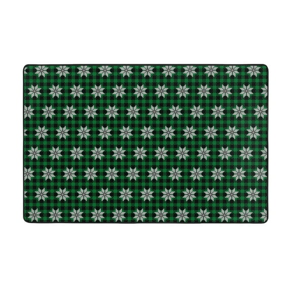 Area Rugs For Living Room Decor - Green Buffalo Plaid Merry Christmas Anti Slip Throw Washable Rugs 3x5 For Bedroom, Soft Indoor Carpet For Bedroom Living Room 60x39In
