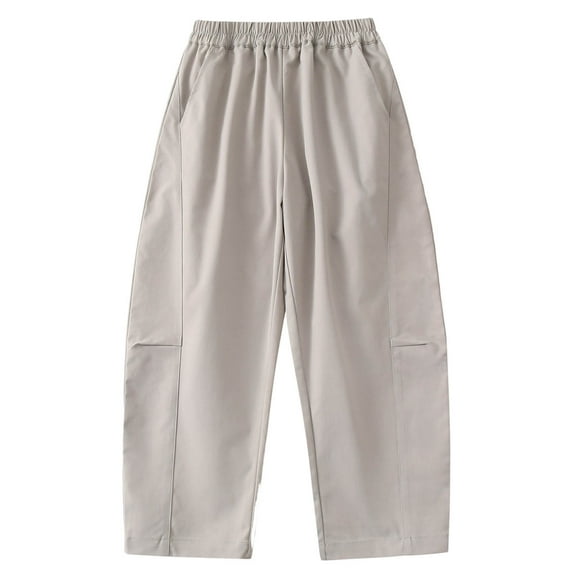 Ugoldhm Girls Boys Fall Casual Joggers - Elastic Waist Wide Leg Baggy Trousers, Fall Spring Pants