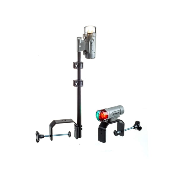 Attwood Gray Portable LED Navigation Light Kit with Telescoping C-Clamp Mount