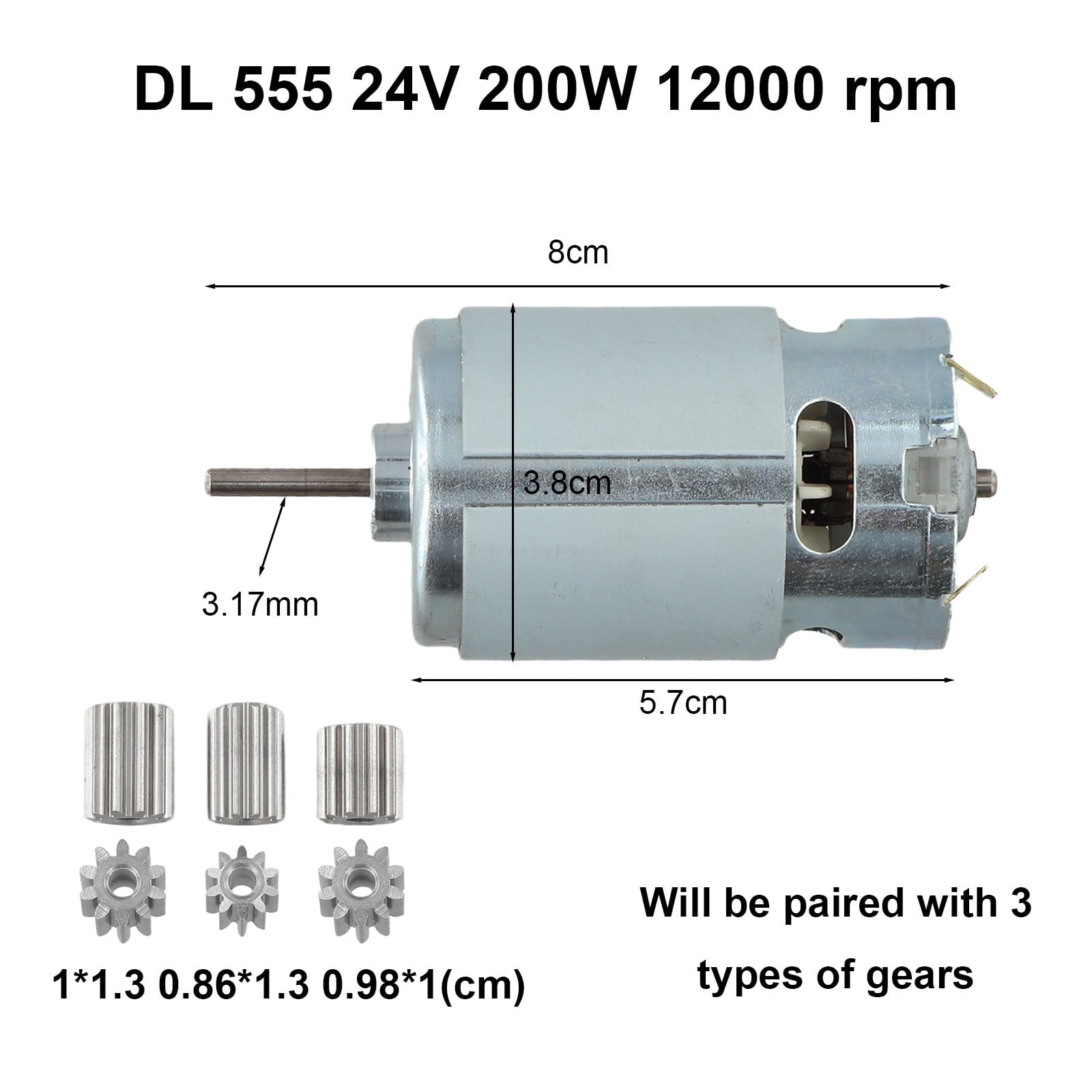 1pc 6V/12V/24V Children's Electric Car Motor 10/12-tooth Dual-modulus Gear Slot RS550/RS390/RS380/RS555 Car Motor Accessories