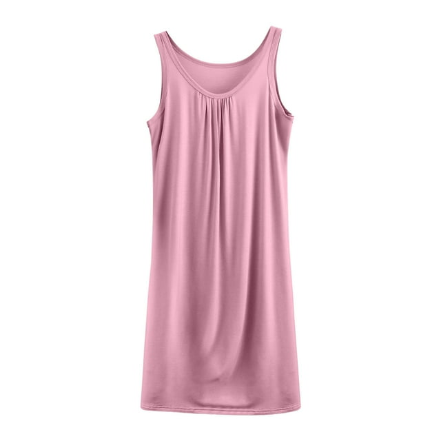 Wdfiry Nuisette pour Femmes en Modal Grande Taille Sans Manches Débardeur Robe de Nuit Couleur Unie Décontractée Froncée Longue Robe de Nuit Tenue d'Intérieur