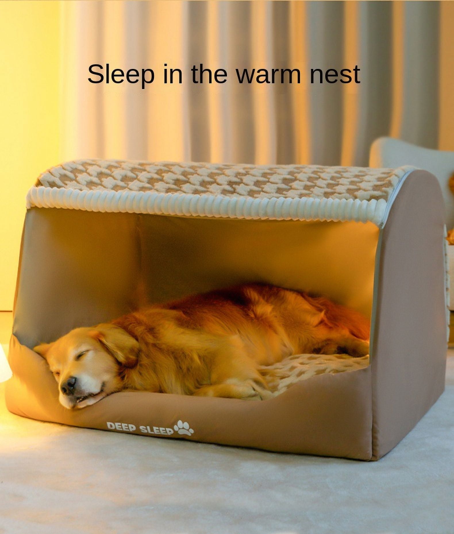 Autumn and Winter Dog Thousand Birds Check Large Dog Golden Retriever Big Deep Sleep Cat Kennel Pet Kennel