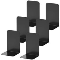 wintfarm 6 PCS Book Ends for Shelves, Heavy Duty Bookends,Black Metal Bookends,Book Ends for Shelves with Non-Slip Rubber Pad, Book Stand for Childrens,Gifts,Desk Organiser (8 * 5.4 * 4in)
