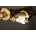thumbnail image 4 of Kingston Brass KS7127PL 8-Inch Center Wall Mount Bathroom Faucet, Brushed Brass, 4 of 5