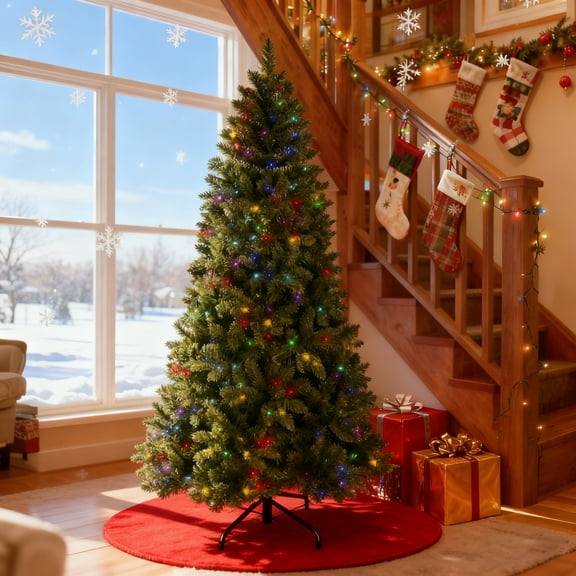 Makeatree 6ft Prelit Artificial Christmas Tree & App-Controlled Multi-Color 300L RGB Lights 751Tips